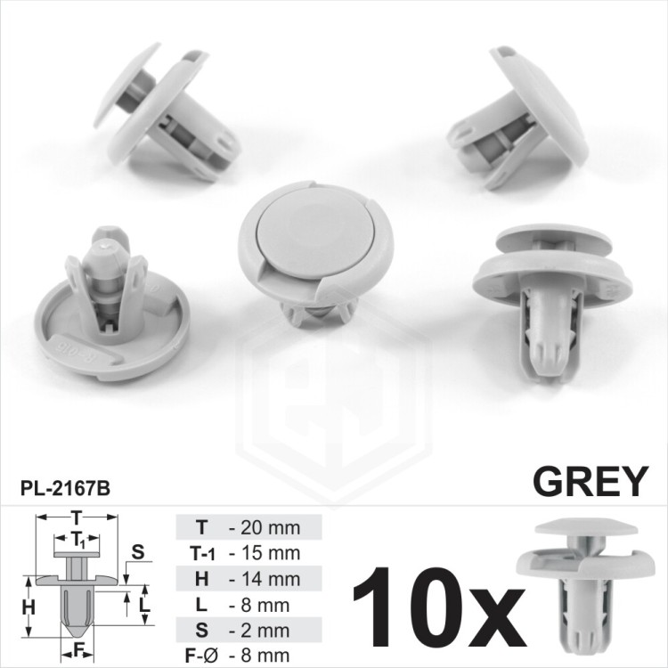 8mm Gray Plastic Trim Clips Wheel Arch Lining Splashguars Bumper Fits Honda
