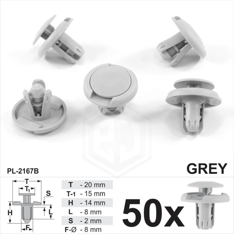 8mm Gray Plastic Trim Clips Wheel Arch Lining Splashguars Bumper Fits Honda