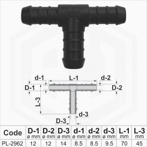 12x12x14 mm T-Piece Reducer Plastic Barbed Connector Joiner Tube Hose Pipe Fitting