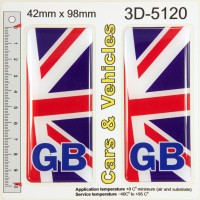 2x 42 x 98 mm GB Union Jack Flag Number Plate Side 3D Resin Stickers Decals Badges Domed
