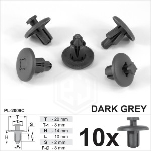 10x DarkGrey Plastic Trim Clips Wheel Arch Splash Guards For Citroen C3 C4 C5 C8