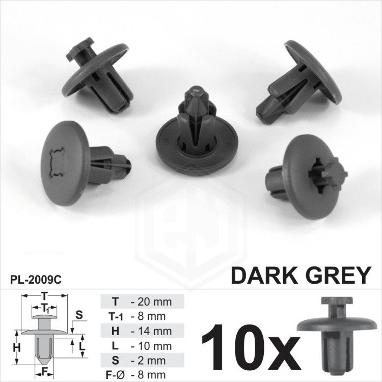 10x DarkGrey Plastic Trim Clips Wheel Arch Splash Guards For Citroen C3 C4 C5 C8