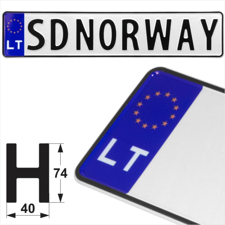 LT Lithuania Badge Novelty Pressed Metal Number Plates Replica Show Trucker Name