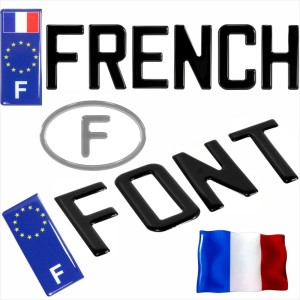 3D French Font Black Car France Number Plate Gel Domed digits letters stickers