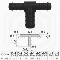 12x12x16 mm T-Piece Reducer Plastic Barbed Connector Joiner Tube Hose Pipe Fitting