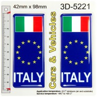 2x 42 x 98 mm ITALY Italia Flag EU euro stars Blue Domed Number Plate Stickers Badge Decals