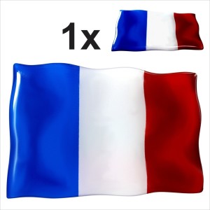 1x France French waving flag Square 3D Domed Gel STICKER Resin Decal Badge