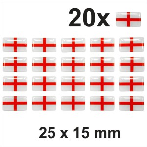 20x 25x15 mm England English St. George Flag Stickers Decal Domed 3D GEL Resin