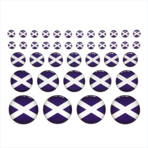 Set of 40 Scotland Scottish Saltire Flag Round Stickers Decal Domed 3D GEL SCO