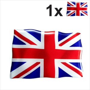 1x GB British Union Jack flag UK Square 3D Domed Gel STICKER Resin Decal Badge