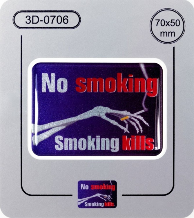 1x NO SMOKING KILLS 70x50 mm Sticker Oblong Decal Badge GLOSS DOMED 3D GEL RESIN