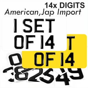 3d Gel AMERICAN JAP IMPORT Number Plates Domed Resin Making REG DIGITS SET OF 14