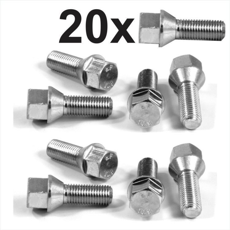 M12 x 1.5 28mm thread 17mm Hex alloy wheel bolts taper seat M12x1.5 Zinc