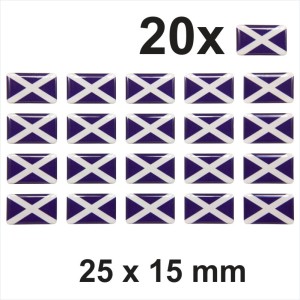 20x 25x15 mm Scotland Scottish Saltire Flag Stickers Decal Domed 3D GEL Resin