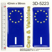 2x 42 x 98 mm I ITALY Italia european EU stars Blue Domed Number Plate Stickers Badge Decals
