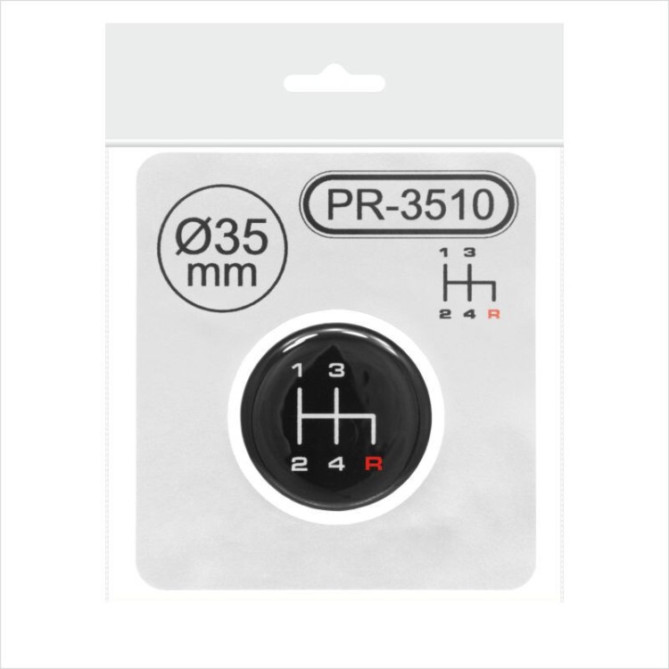Gear Knob Shift Pattern Lever Sticker 3D Domed emblem badge 4 Speed ∅35mm (R)red