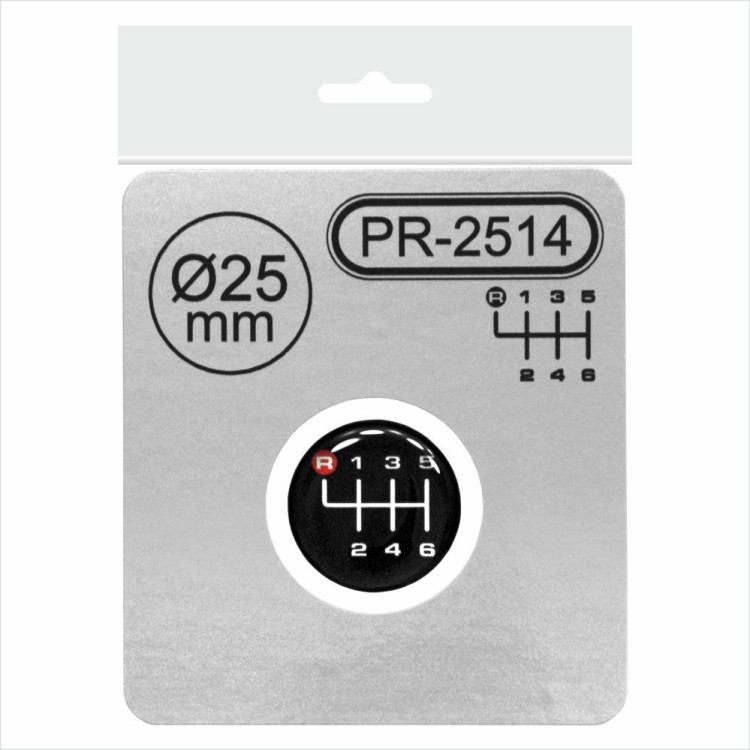 Ø25mm Gear Knob Shift Pattern Lever Sticker 3D Domed emblem badge 6 Speed R Red