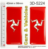 2x 42 x 98 mm Isle of Man Triskelion Red Gel Domed Resin Number Plate Sticker Badges Decals