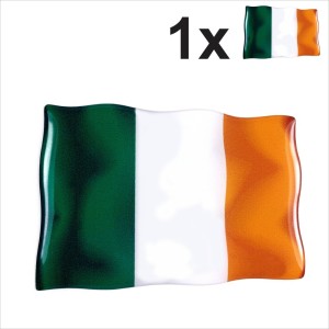 1x IRL Ireland Irish waving flag 3D Domed Gel STICKER Resin Decal Badge Emblem