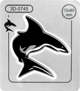 1x Shark Car Sticker 3D GEL RESIN Silver Bumper Bike Van Decal Badge GLOSS DOMED