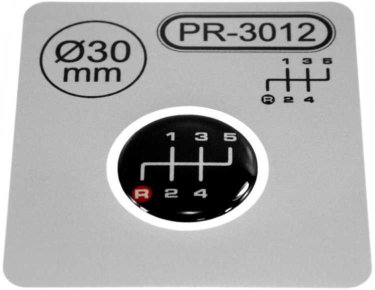 Gear Knob Shift Pattern Lever Sticker 3D Domed emblem badge 5 Speed 30 mm R red