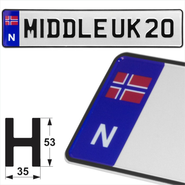 Norway N Badge Norge Flag Pressed Metal Number Plates Replica Show Trucker Name