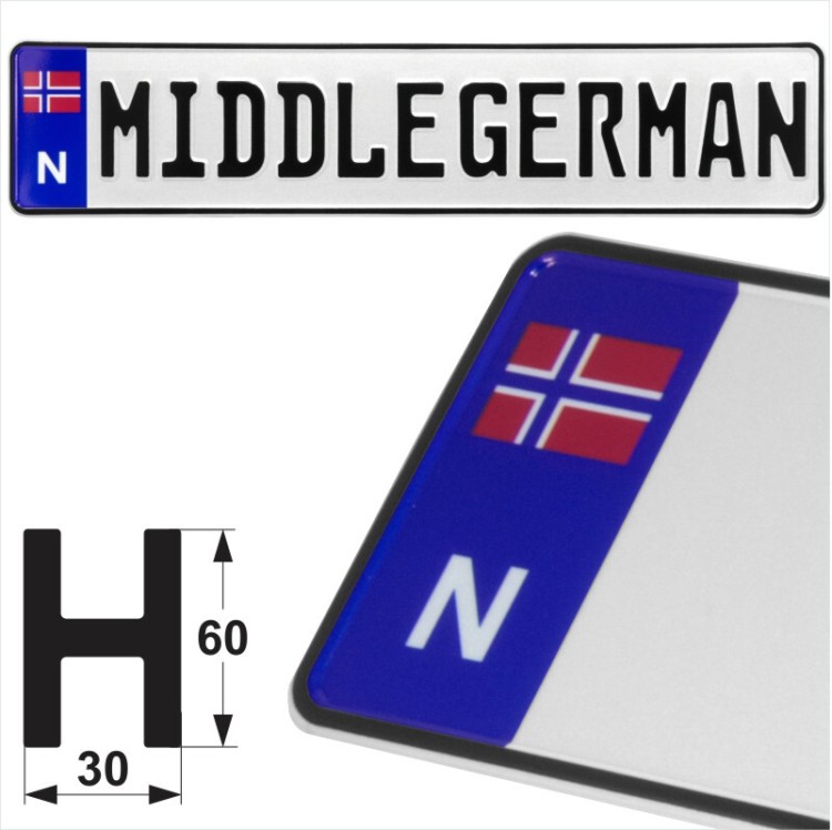 Norway N Badge Norge Flag Pressed Metal Number Plates Replica Show Trucker Name