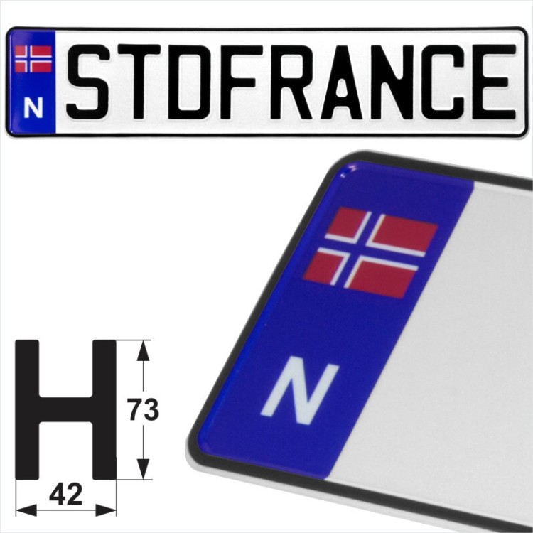 Norway N Badge Norge Flag Pressed Metal Number Plates Replica Show Trucker Name