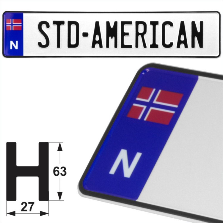 Norway N Badge Norge Flag Pressed Metal Number Plates Replica Show Trucker Name