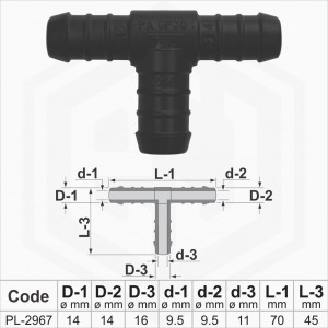 14x14x16 mm T-Piece Reducer Plastic Barbed Connector Joiner Tube Hose Pipe Fitting