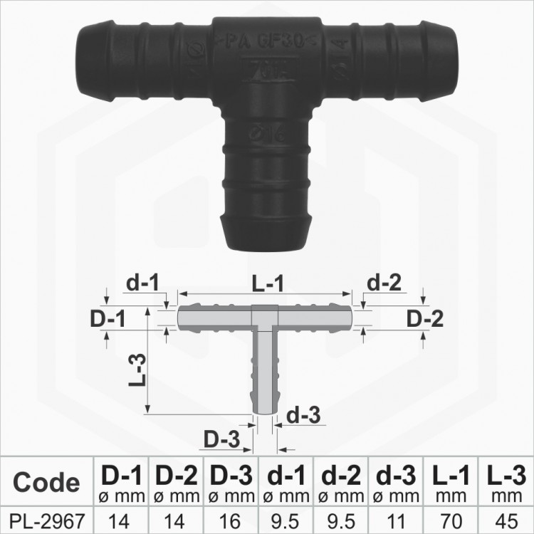 14x14x16 mm T-Piece Reducer Plastic Barbed Connector Joiner Tube Hose Pipe Fitting