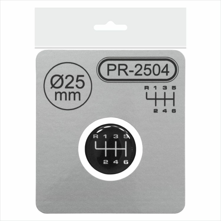 Ø25mm Gear Knob Shift Pattern Lever Sticker 3D Gel Domed emblem badge 6 Speed