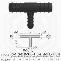 16x16x10 mm T-Piece Reducer Plastic Barbed Connector Joiner Tube Hose Pipe Fitting