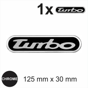 1x TURBO 3D Chrome Sticker oval Car Domed Resin Badge Emblem Decal Self Adhesive