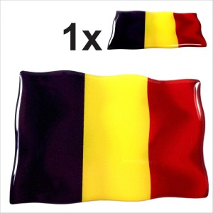 1x Belgium waving flag Square 3D Domed Gel STICKER Resin Decal Badge car moto