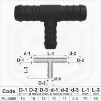 16x16x12 mm T-Piece Reducer Plastic Barbed Connector Joiner Tube Hose Pipe Fitting