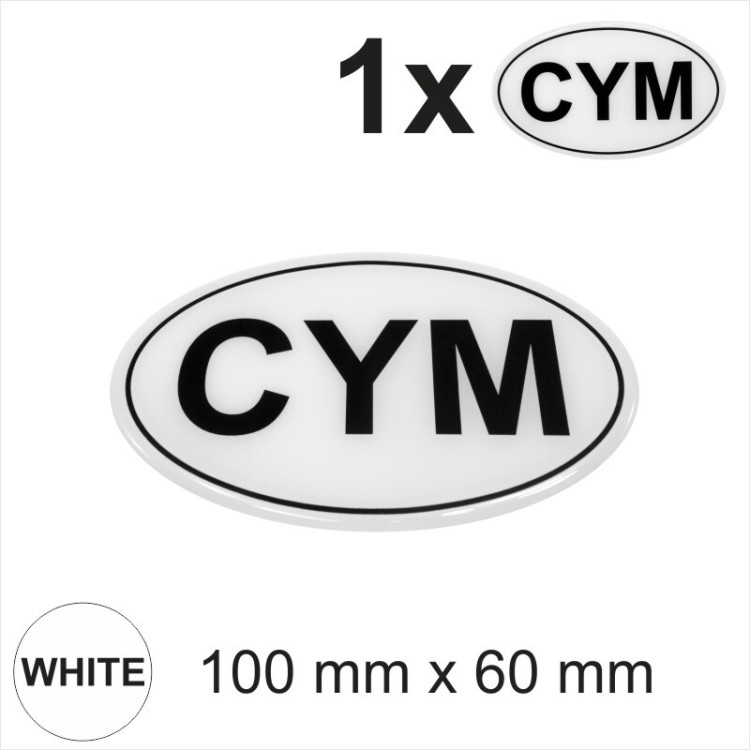 CYM Welsh Oval Black on White 100 mm Gloss Sticker Dome Car 3D Gel Resin Decal