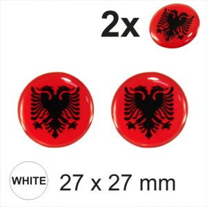 2x 27 mm Albania Flag Albanian flag Car Moto Helmet Sticker Decal Domed Gel 3D