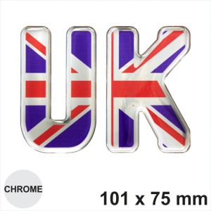 UK Letters Union Jack Flag badge Sticker Chrome Effect Dome Car Van 3D Gel Decal