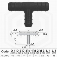 16x16x14 mm T-Piece Reducer Plastic Barbed Connector Joiner Tube Hose Pipe Fitting