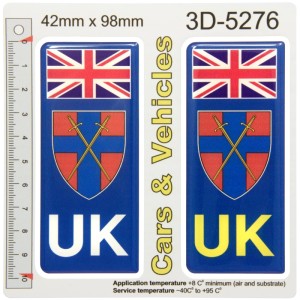 2x 42mm x 98mm UK British Army 21st Army Group WW2 Car Number Plate Stickers Domed Badges