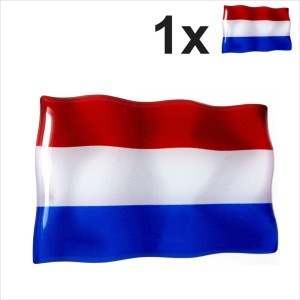 1x Netherlands Holland Dutch waving flag 3D Domed Gel STICKER Resin Decal Badge