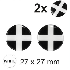 2x 27 mm Diameter Cornwall Cornish Flag England Round Sticker Gloss Domed Gel 3D