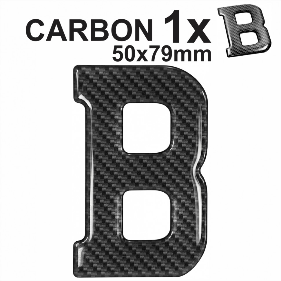 Gel Domed Self Adhesive Number Plate Letter B 3D Resin Carbon 