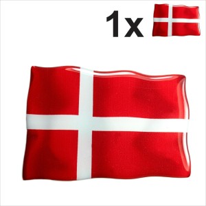 1x DK Denmark waving Danish flag 3D Domed Gel STICKER Resin Decal Badge Adhesive