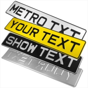 Personalised 60mm METRO Font Pressed Aluminium Novelty Name Plates Truck Garage