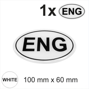 ENG England Oval Black on White 100mm Gloss Sticker Dome Car 3D Gel Resin Decal