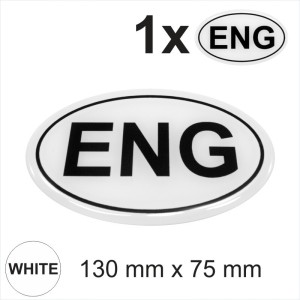 ENG England Oval Black on White 130mm Gloss Sticker Dome Car 3D Gel Resin Decal