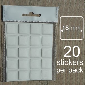 18 mm 3/4" Clear Square Dome Transparent Stickers Domed Gel Resin Self Adhesive