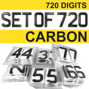 3d Gel CARBON Number Plates Domed Resin digits characters letters Set Kit x720